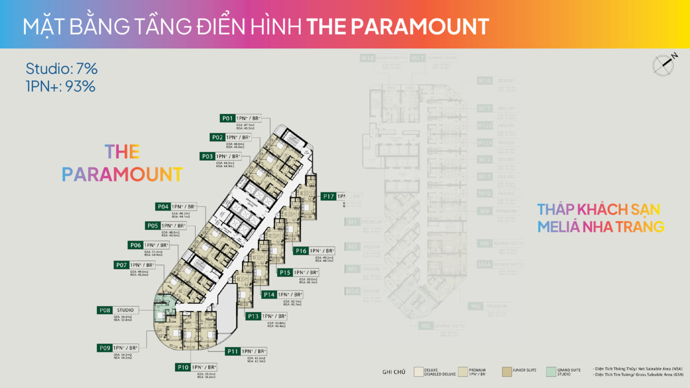 Libera Nha Trang mặt bằng điển hình tòa tháp The Paramount
